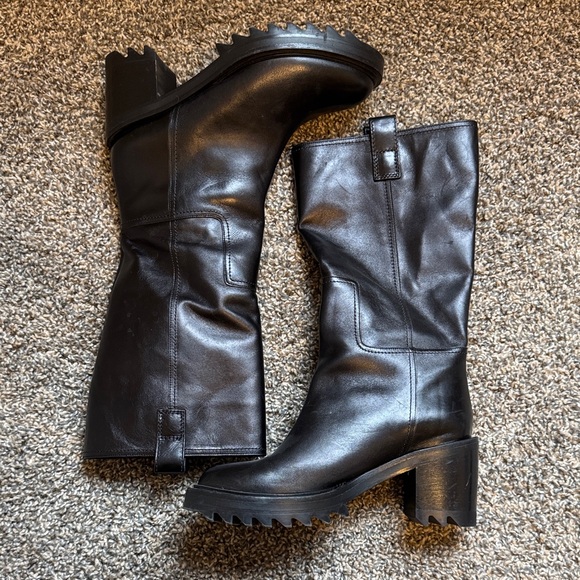Tamara Mellon Black Mid-Calf Easy Rider Boots - Picture 3 of 9